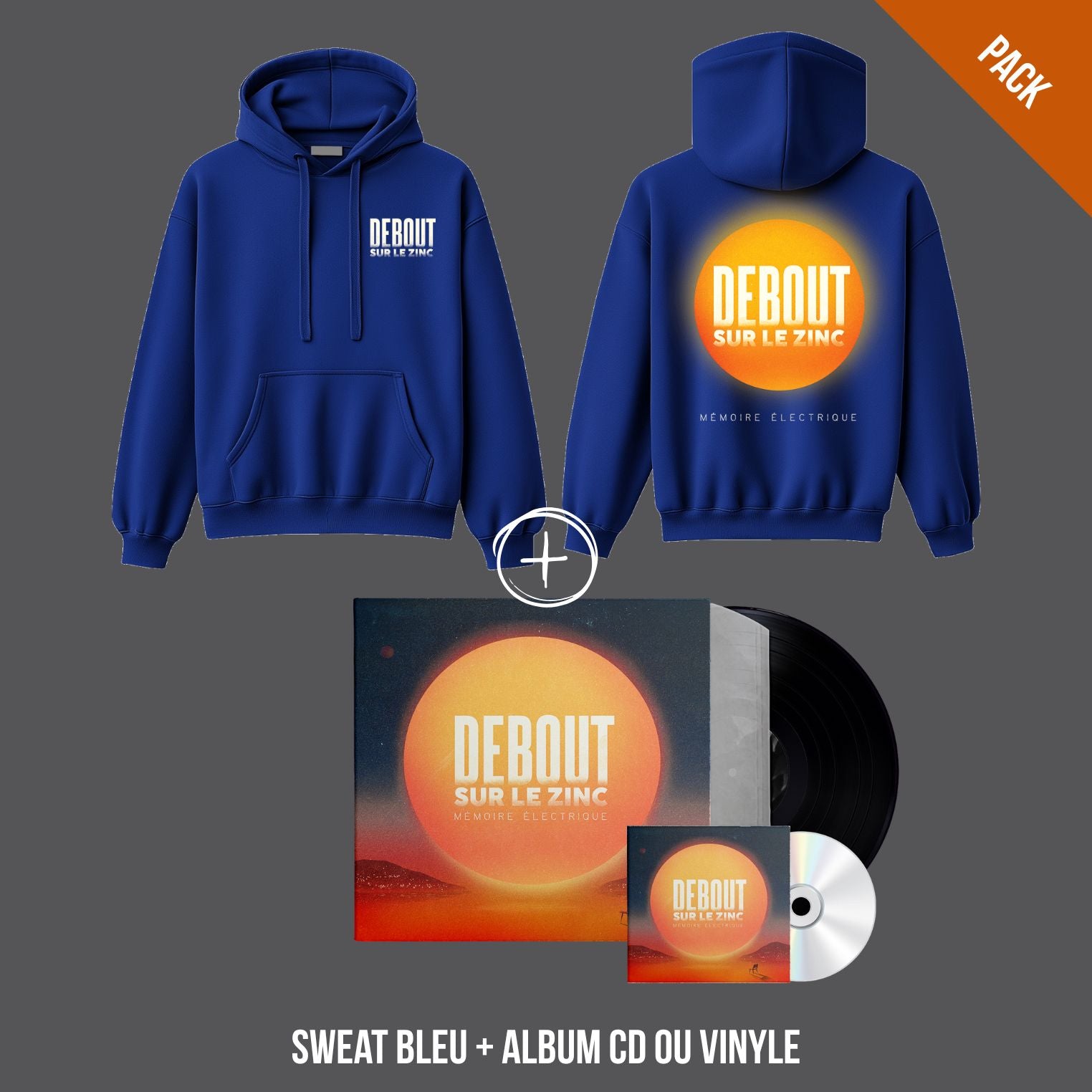 Debout sur le Zinc - Pack Sweat Bleu + album Mémoire Electrique