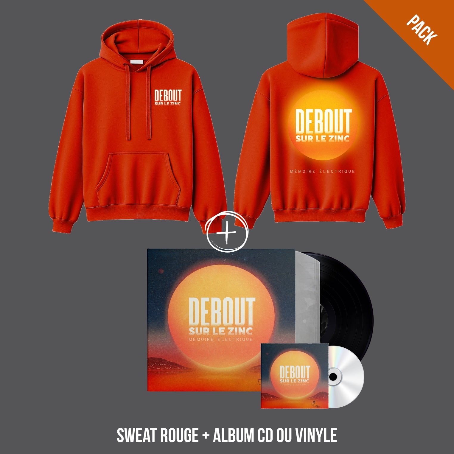 Debout sur le Zinc - Pack Sweat Rouge + album Mémoire Electrique