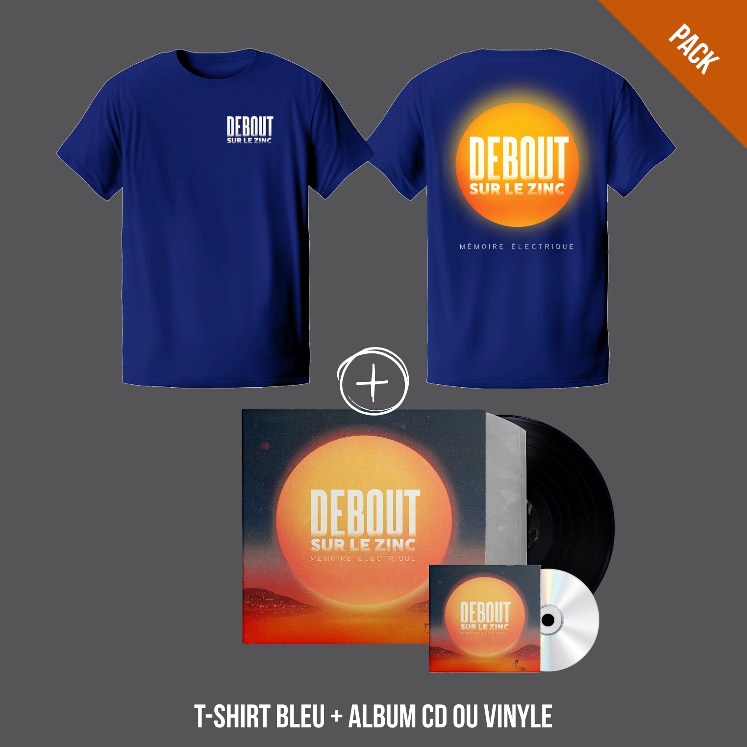 Debout sur le Zinc - Pack T shirt Bleu + album Mémoire Electrique