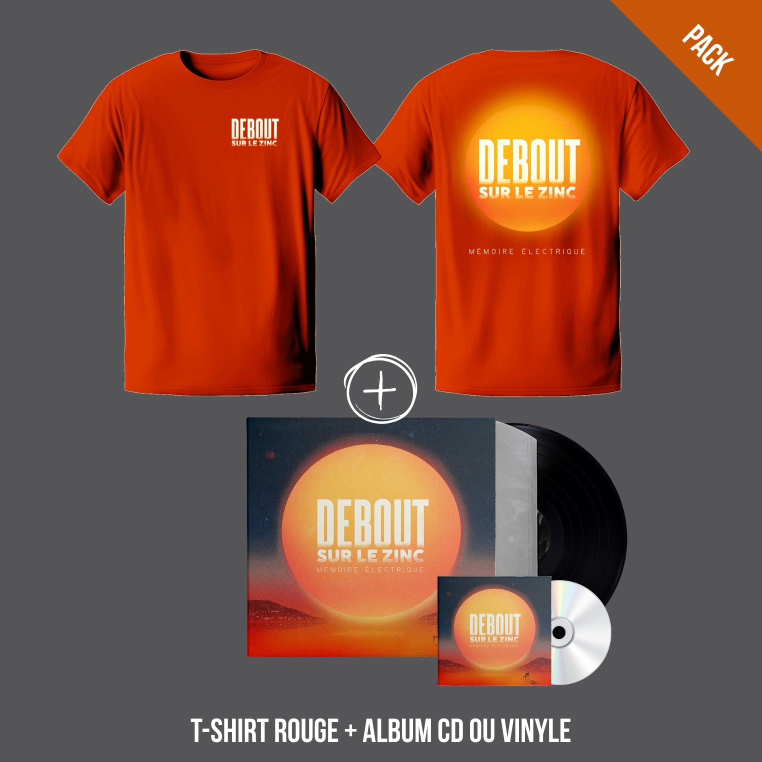 Debout sur le Zinc - Pack T shirt Rouge + album Mémoire Electrique