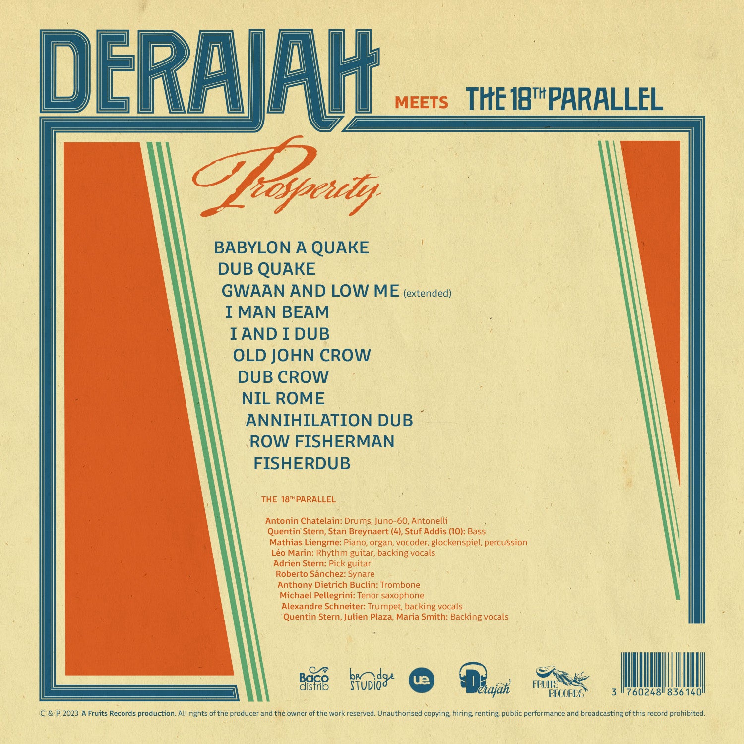 欧LP Derajah, 18th Parallel Prosperity FTR055 Fruits /00225 Prosperity | Derajah meets The 18th Parallel | Fruits Records